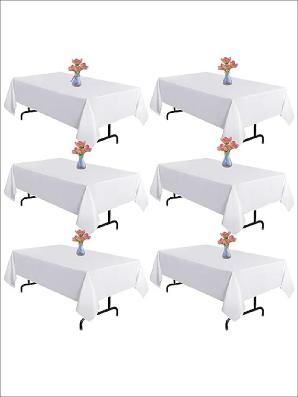 6 Pack Table Cloth Rectangle 60x102 Inch Polyester Washable Tablecloth for 6ft